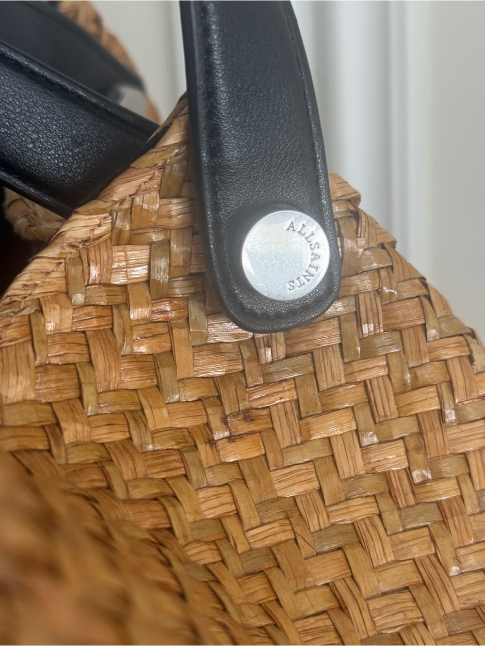 AllSaints allington straw tote in natural - Picture 6 of 12